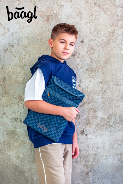 BAAGL SET 5 Core Ska blau: Rucksack, Federmäppchen, Beutel, Gürteltasche, Laptop-Hülle GRS
