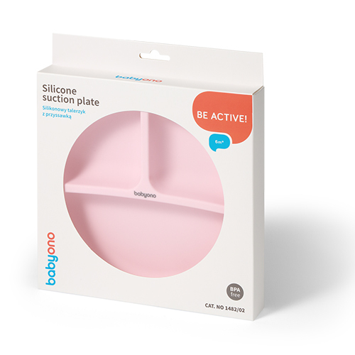 BABYONO Silikonschale mit Saugnapf - Rosa 6m+