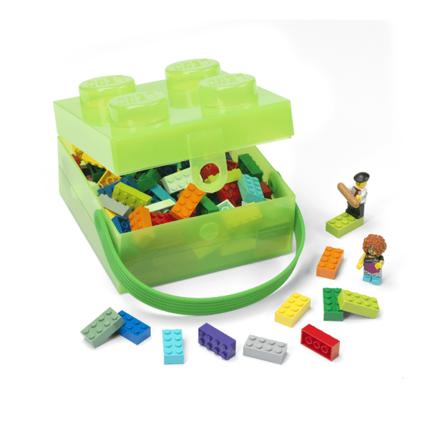 LEGO škatla z ročajem - prosojno zelena