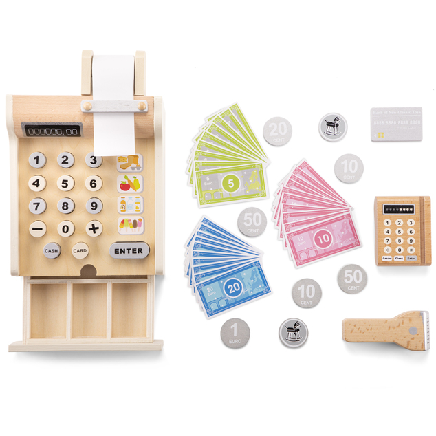 New Classic Toys Drevená detská pokladňa s doplnkami