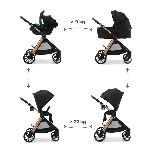 KINDERKRAFT Kombikinderwagen Vesto 2 3in1 Schwarz