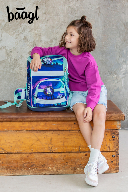 BAAGL SET 5 Zippy Plus Aurora: cartella, astuccio, sacchetto, grembiule, portafoglio GRS