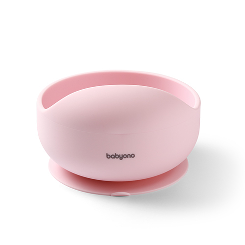 BABYONO Silikonschnuller mit Saugnapf - pink 6m+