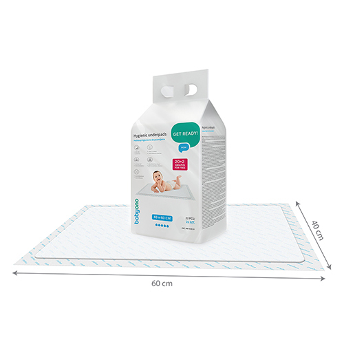 BABYONO Almohadillas para cambiar al bebé 40 x 60 cm, 20 uds + 2 uds gratis