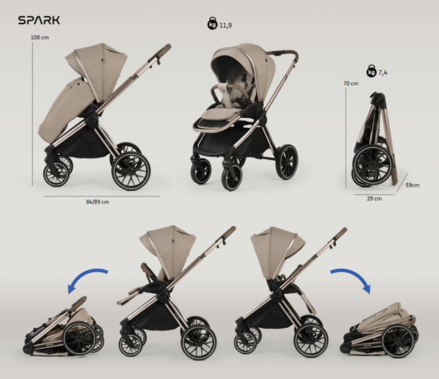 ADAMEX Kočárek kombinovaný Spark 13 Chocolate Brown