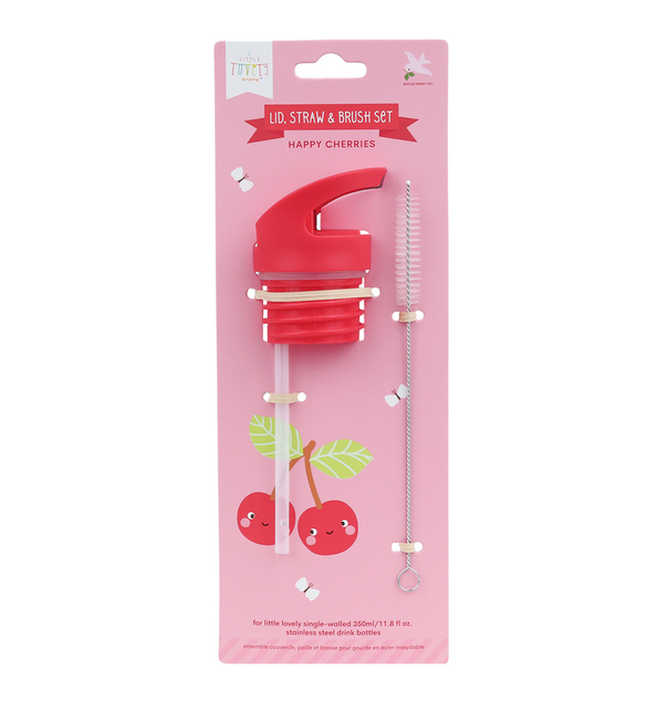 A Little Lovely Company - bouchon, brosse et paille pour bouteille en acier inoxydable - joyeuses ce