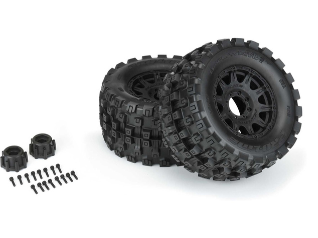 Pro-Line koleso 3.8", pneu Badlands MX38 HP Belted, disk Raid H17 čierny (2)