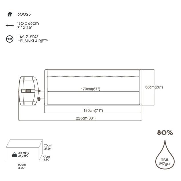 Bestway 60025 Nafukovacia vírivka Lay-Z-Spa 180 x 66 cm Helsinki AirJet