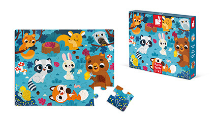Janod Puzzle dotykové senzorické Lesné zvieratká s textúrou 20 ks