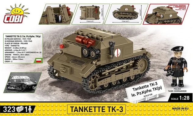Cobi II WW Tankette TK-3 / le. PzKpfw TK(p), 1:28, 318 k, 1 f