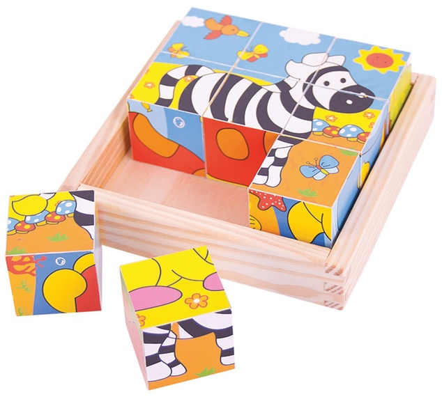 Bigjigs Toys Bildwürfel Safariwürfel 9 Würfel