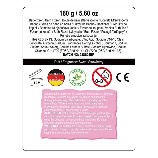 ACCENTRA Fürdőbomba habzó KOOLKIDZ meglepetéssel egyszarvú Eper 160g