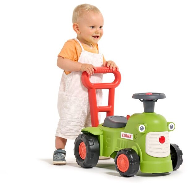 Falk Odrážadlo a chodítko 2v1 traktor Claas svetlo zelený s volantom