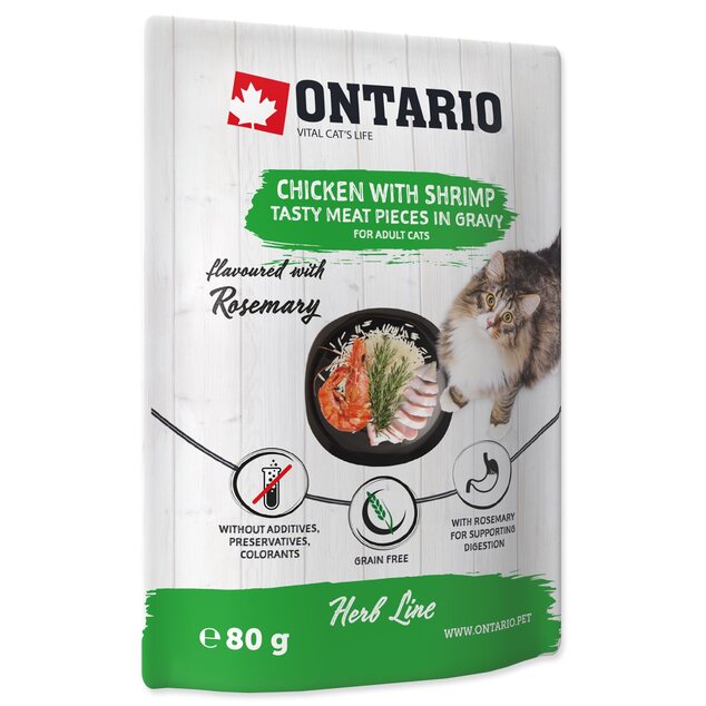 Kapsička Ontario kura a krevety v omáčke 80g