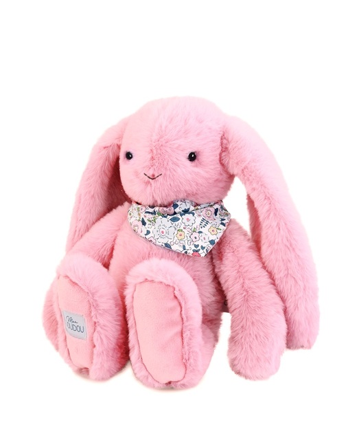 Doudou Plyšový zajačik so šatkou ružový 35 cm