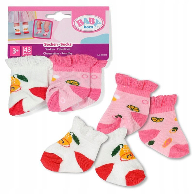 BABY born Chaussettes avec motifs (2 paires), 43 cm - rose/blanc