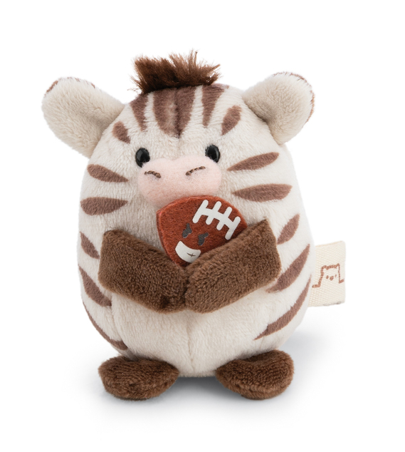 NICI peluche MyMochi Zebra Stripey 8 cm con palla e costume da giocatore di football americano, rega