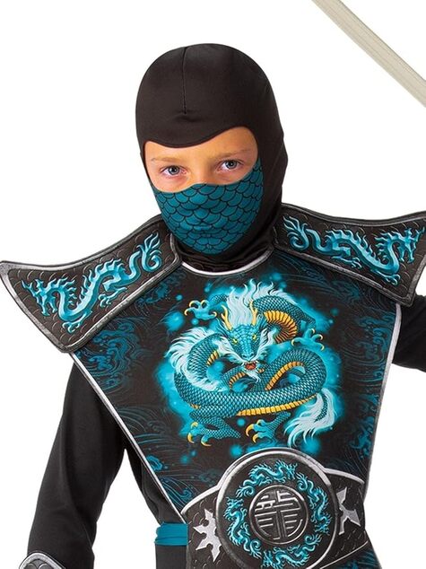 NINJA modrý drak detský kostým veľkosť (130-142cm)