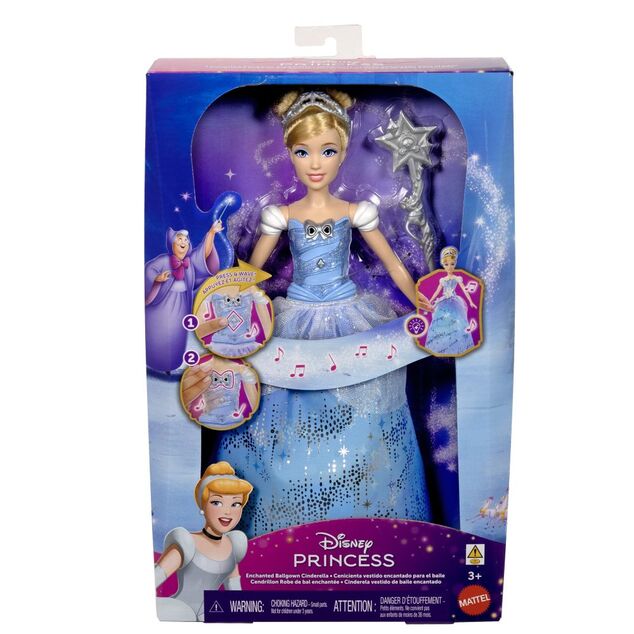 Mattel Disney Prinzessin Puppe Cinderella mit Lichtern und Geräuschen