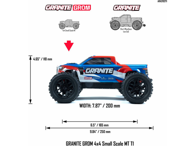 Arrma Granite Grom 1:18 4WD Smart RTR crveni