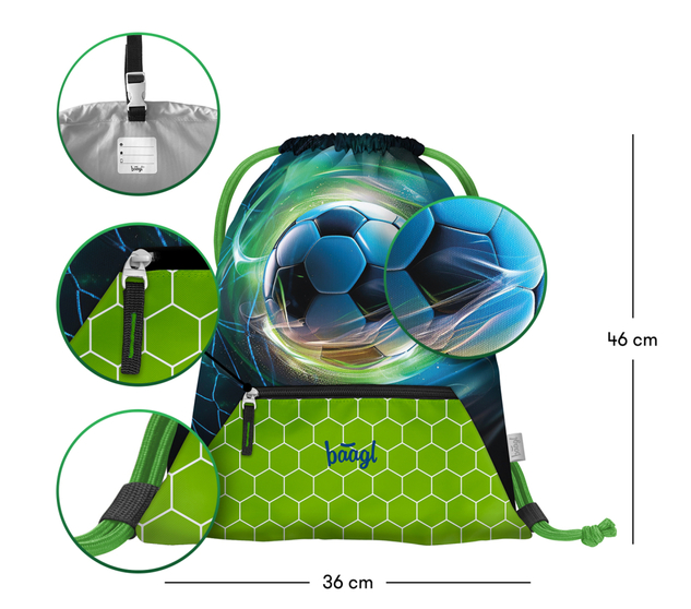 BAAGL SADA 3 Zippy Plus Futbalová lopta: aktovka, peračník, vrecko