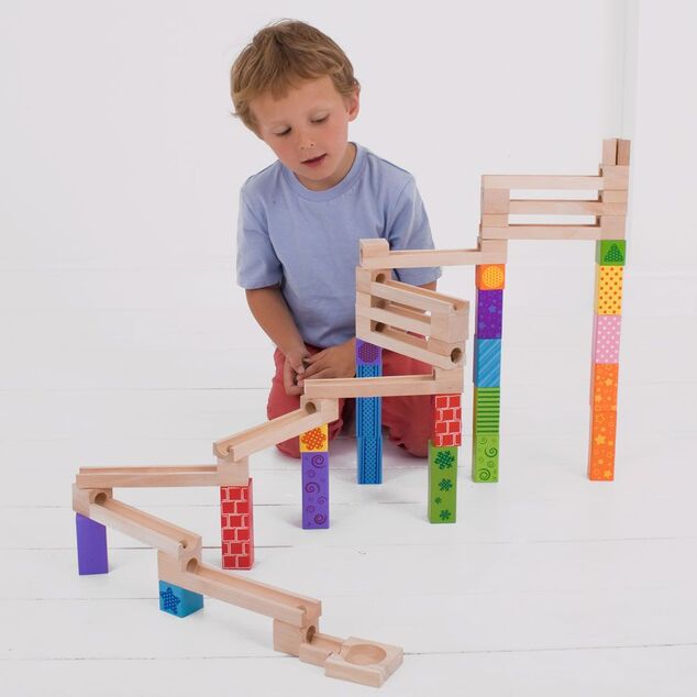 Bigjigs Toys Bunte Kugelbahn aus Holz