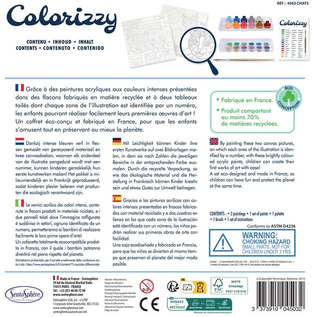 SENTOSPHERE COLORIZZY Maľovanie podľa čísel Mačky