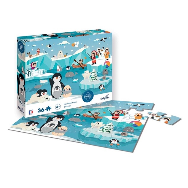 SENTOSPHERE Puzzle pentru copii cu poster Eschimoși 36 piese