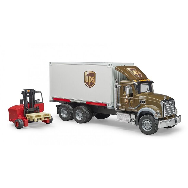 Bruder 2828 Nákladné auto Mack UPS s vysokozdvižným vozíkom