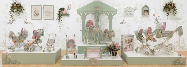 DeCuevas 82068 Passeggino pieghevole per bambole REBORN con ombrellone e accessori Botanic 2026