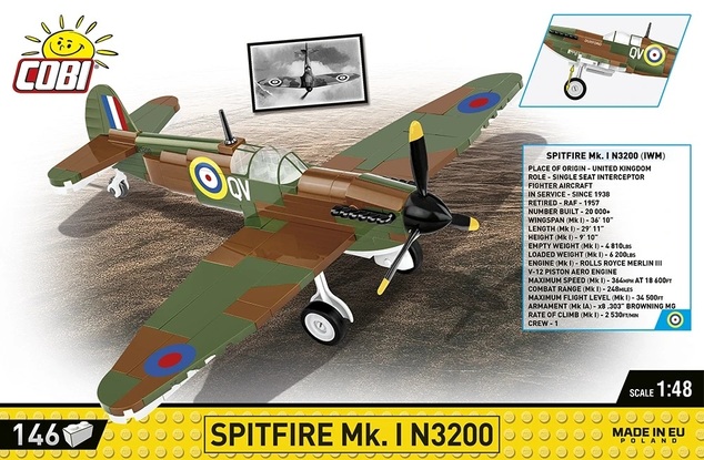 Cobi II WW Supermarine Spitfire Mk. I N3200 (WM), 1:48, 146 k