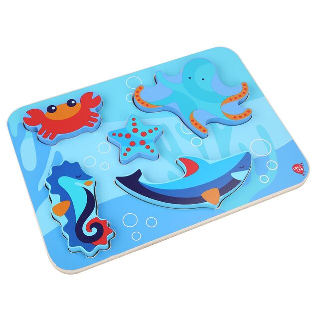 Lucy &amp; Leo 227 Morské živočíchy - drevené vkladacie puzzle 6 dielov