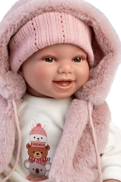 Llorens 63814 NEW BORN - muñeca bebé realista con sonidos y cuerpo de tela suave