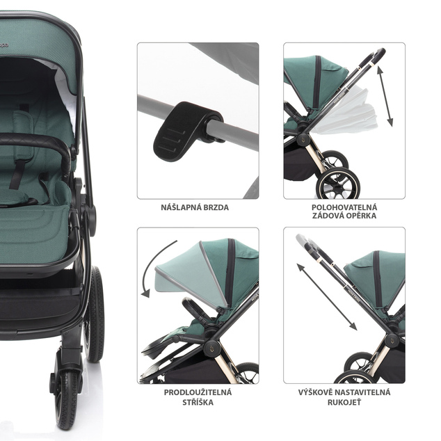 MOVE Cross 2 Kinderwagen + XL Hauptwanne kostenlos, Antique Green/Gold