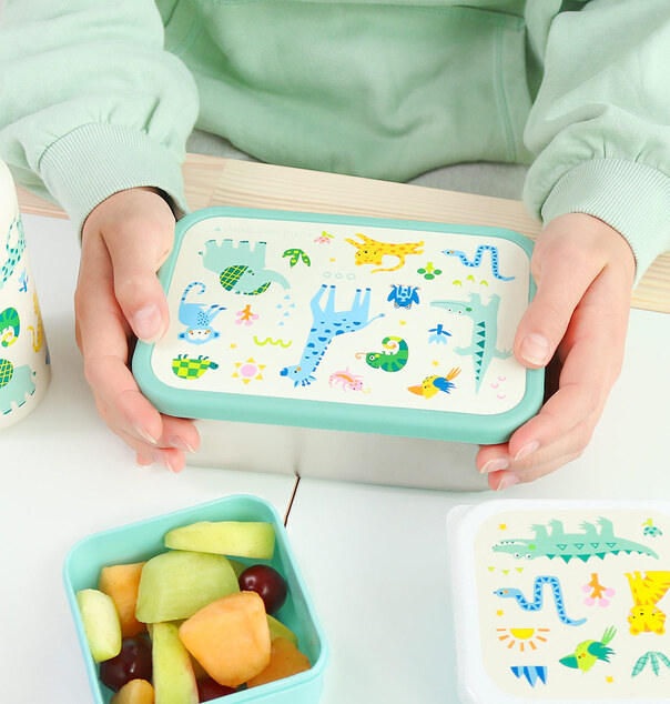 A Little Lovely Company – boîte à déjeuner en acier inoxydable avec couvercle en plastique – jungle