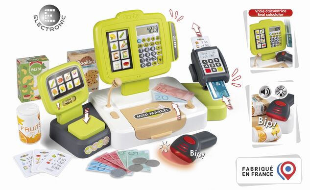 Smoby Pokladňa elektronická s váhou zelenosivá