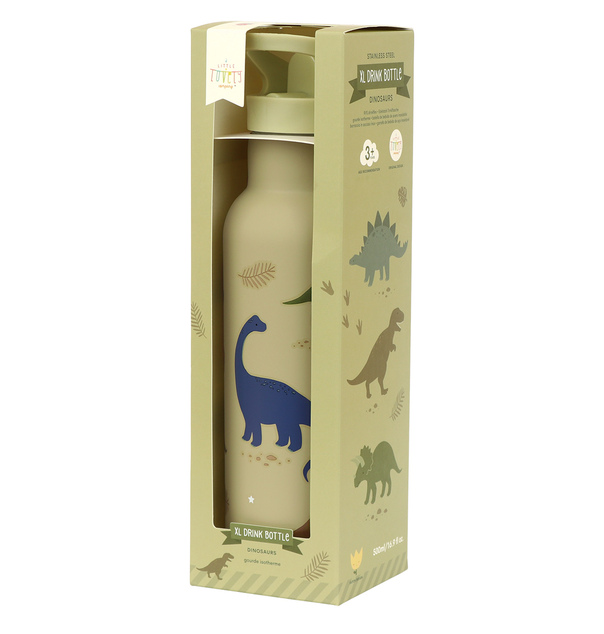 A Little Lovely Company - nerezová fľaša na pitie, 500 ml - dinosaury