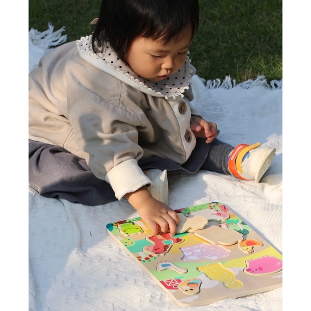Drevené Puzzle/vkladačka dosková, farma