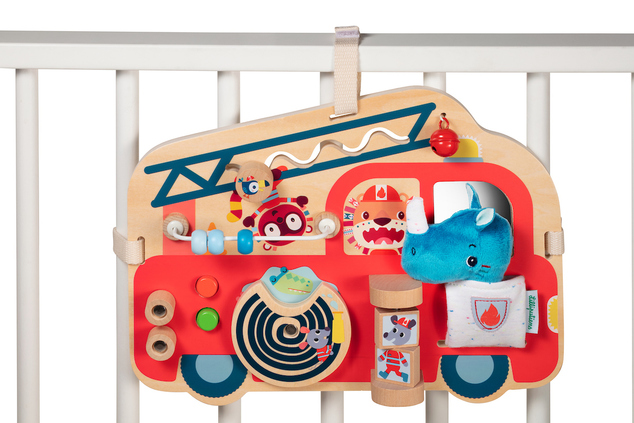Lilliputiens - drevený panel s aktivitami - hasičské auto