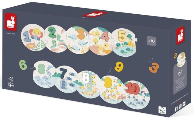 Janod Vkladacie drevené puzzle pre deti Čísla Pure