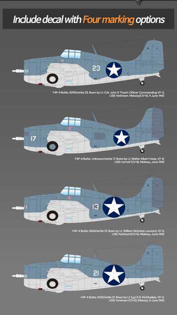 Modellbausatz Flugzeug 12355 - USN F4F-4 Wildcat "Schlacht um Midway" (1:48)
