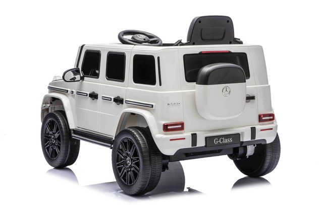 Auto elettrico Mercedes G580 12V, bianco, telecomando 2,4 GHz, Bluetooth, USB /