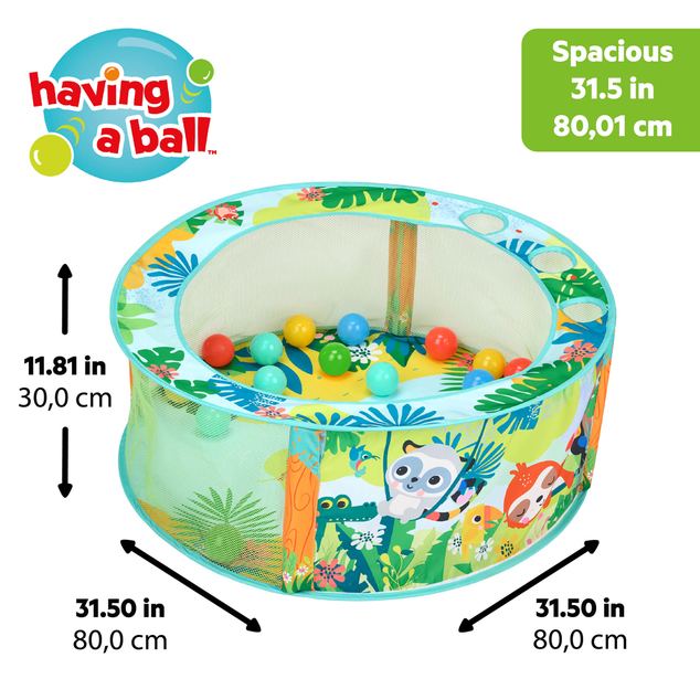 BRIGHT STARTS Piscine de jeu avec balles Rowdy Rainforest™ Stow &amp; Go, 6m+
