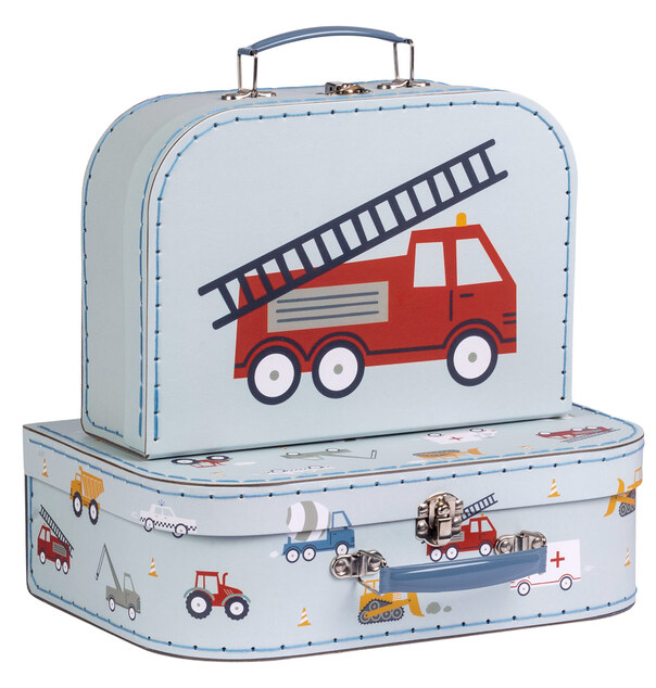 A Little Lovely Company - Set aus zwei Pappkoffern - Fahrzeuge