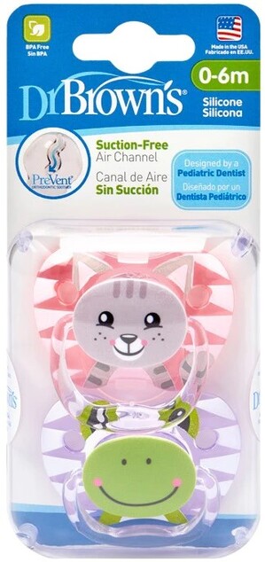 Dr.Browns PreVent cum 0-6m 2 Stück ZOO rosa und lila
