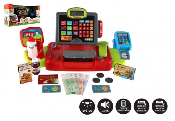Pokladňa veľká digitálny plast na batérie so zvukom a svetlom v krabici