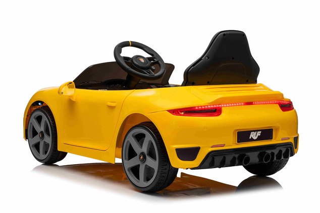 Elektrické autíčko RUF GT 12V, žlté, Otváracie dvere, 2.4 GHz diaľkové ovládanie, LED svet