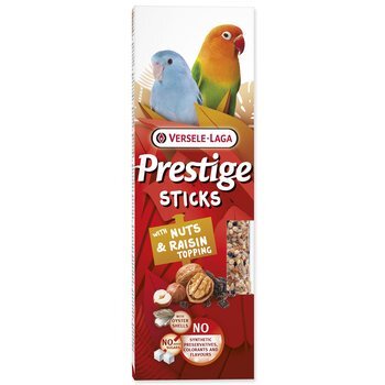 Tyčinky Versele-Laga  Prestige malý papagáj s orechami a hrozienkovou polevou 60g 2ks