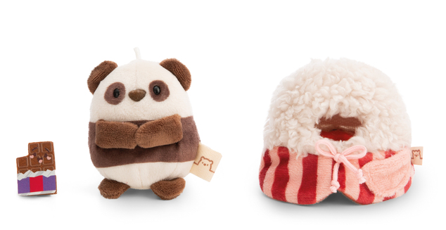 NICI plyš MyMochi Panda Kono 8 cm v kostýme popcorn s čokoládou, set darčekové bal.