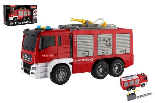 Auto dei pompieri in plastica 25cm a frizione a batterie con luce e suono 31x19cm